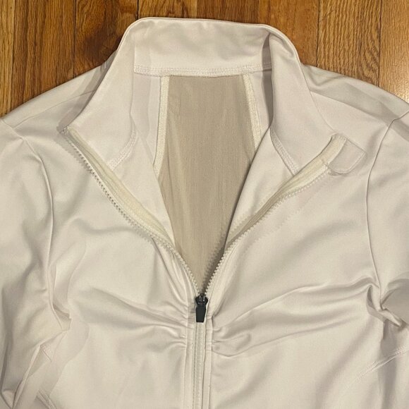 Women's Long Sleeve Athletic Full Zip Stretchy White Sweatshirt Size Small - Picture 3 of 4